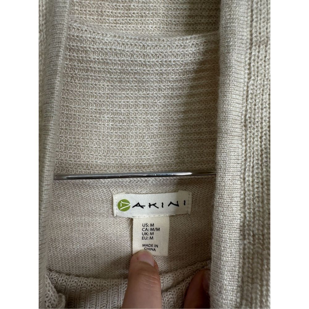 Akini Sweater Womens Wool Blend Drawstring Cowl Neck Pullover Cream Color - Picture 5 of 8